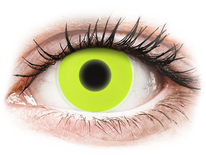 ColourVUE Crazy Glow Yellow - brez dioptrije (2 leči) - Barvne kontaktne leče