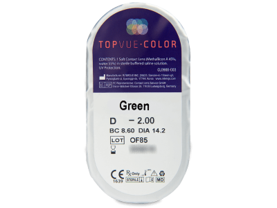 TopVue Color - Green - z dioptrijo (2 leči) - Predogled blister embalaže