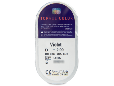 TopVue Color - Violet - z dioptrijo (2 leči) - Predogled blister embalaže
