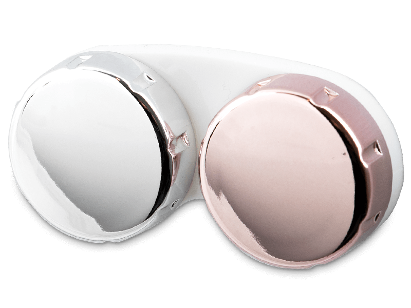 Škatlica za kontaktne leče z zrcalnro barvo – roza/srebrn 