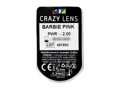 CRAZY LENS - Barbie Pink - dnevne leče z dioptrijo (2 leči) - Predogled blister embalaže