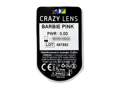 CRAZY LENS - Barbie Pink - dnevne leče brez dioptrije (2 leči) - Predogled blister embalaže