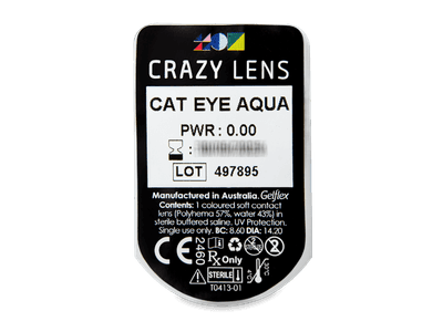 CRAZY LENS - Cat Eye Aqua - dnevne leče brez dioptrije (2 leči) - Predogled blister embalaže