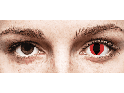 CRAZY LENS - Cat Eye Red - dnevne leče brez dioptrije (2 leči)