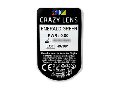 CRAZY LENS - Emerald Green - dnevne leče brez dioptrije (2 leči) - Predogled blister embalaže