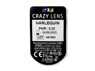 CRAZY LENS - Harlequin - dnevne leče brez dioptrije (2 leči) - Predogled blister embalaže