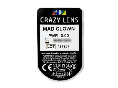 CRAZY LENS - Mad Clown - dnevne leče brez dioptrije (2 leči) - Predogled blister embalaže