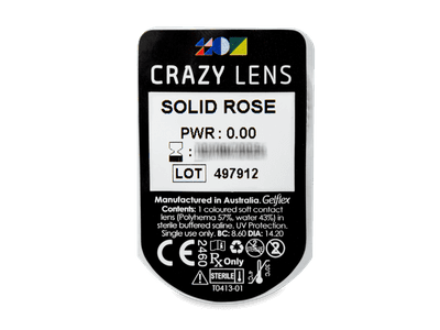 CRAZY LENS - Solid Rose - dnevne leče brez dioptrije (2 leči) - Predogled blister embalaže