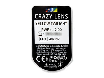 CRAZY LENS - Yellow Twilight - dnevne leče z dioptrijo (2 leči) - Predogled blister embalaže