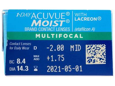 1 Day Acuvue Moist Multifocal (30 leč) - Predogled lastnosti