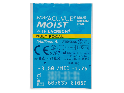 1 Day Acuvue Moist Multifocal (30 leč) - Predogled blister embalaže