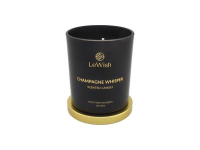 LeWish dišeča sveča Champagne Whisper – vrtnica & ebenovina